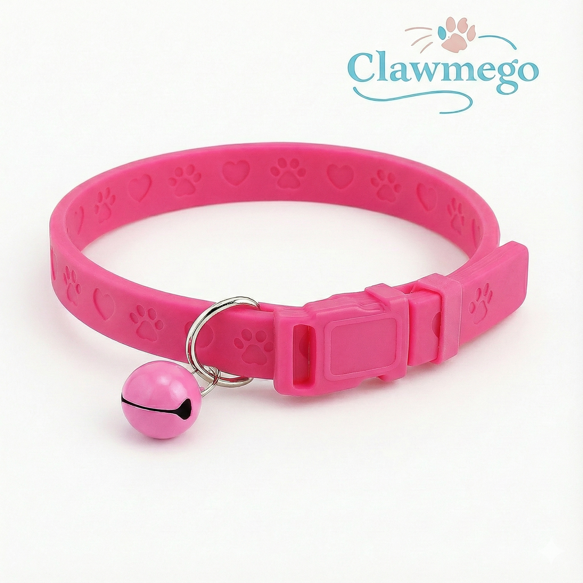 Adjustable Soft Silicone Cat Collar with Bell (Pink Color) – Lightweight & Waterproof- Closeup view 