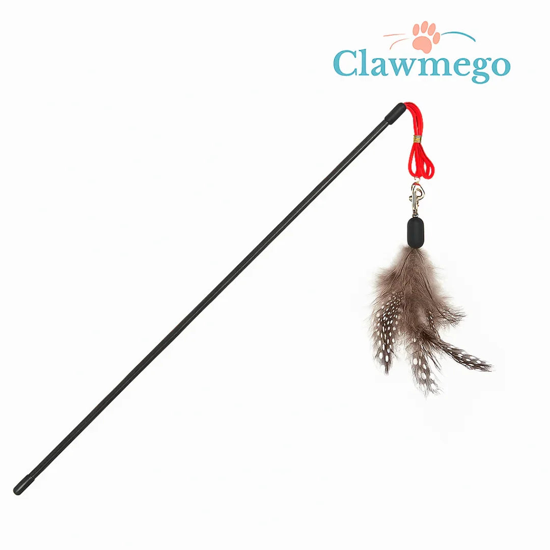 Clawmego Furry Feather Wand Toy – Interactive Play Stick for Cats- Product view