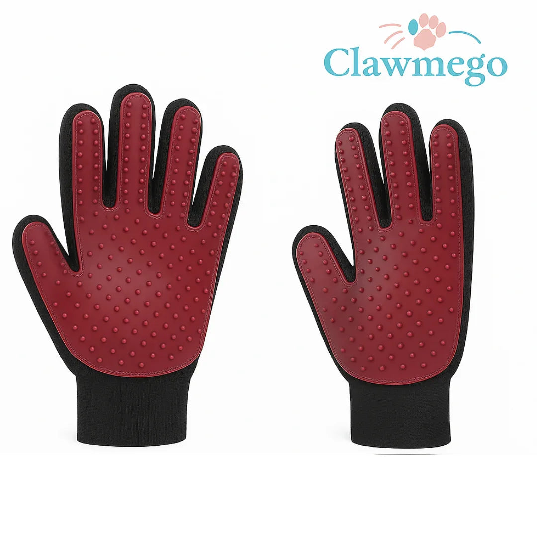 Clawmego Pet Grooming Gloves – Gentle Deshedding & Massaging Brush for Dogs & Cats- Product view