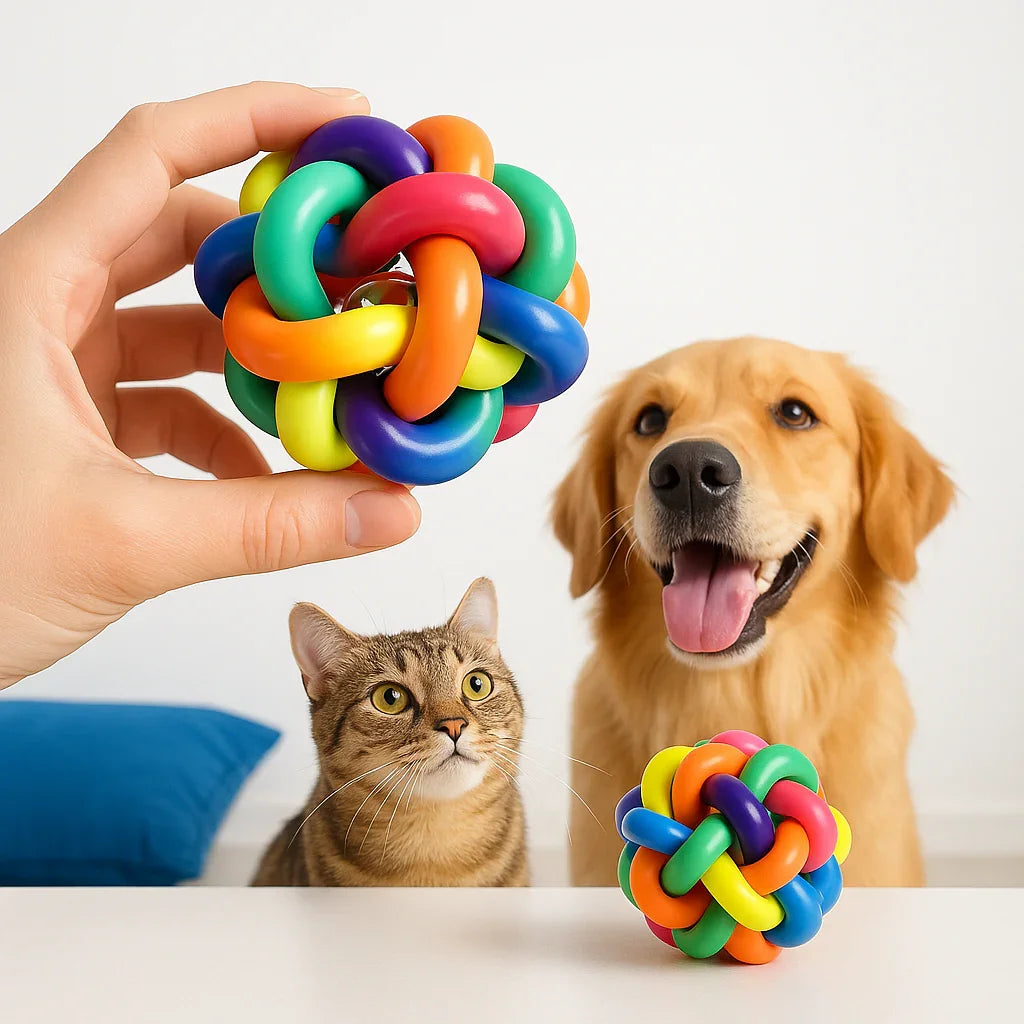 Rainbow Knot Ball Toy – Durable, Chew-Resistant Pet Play Ball for Dogs & Cats- Product view