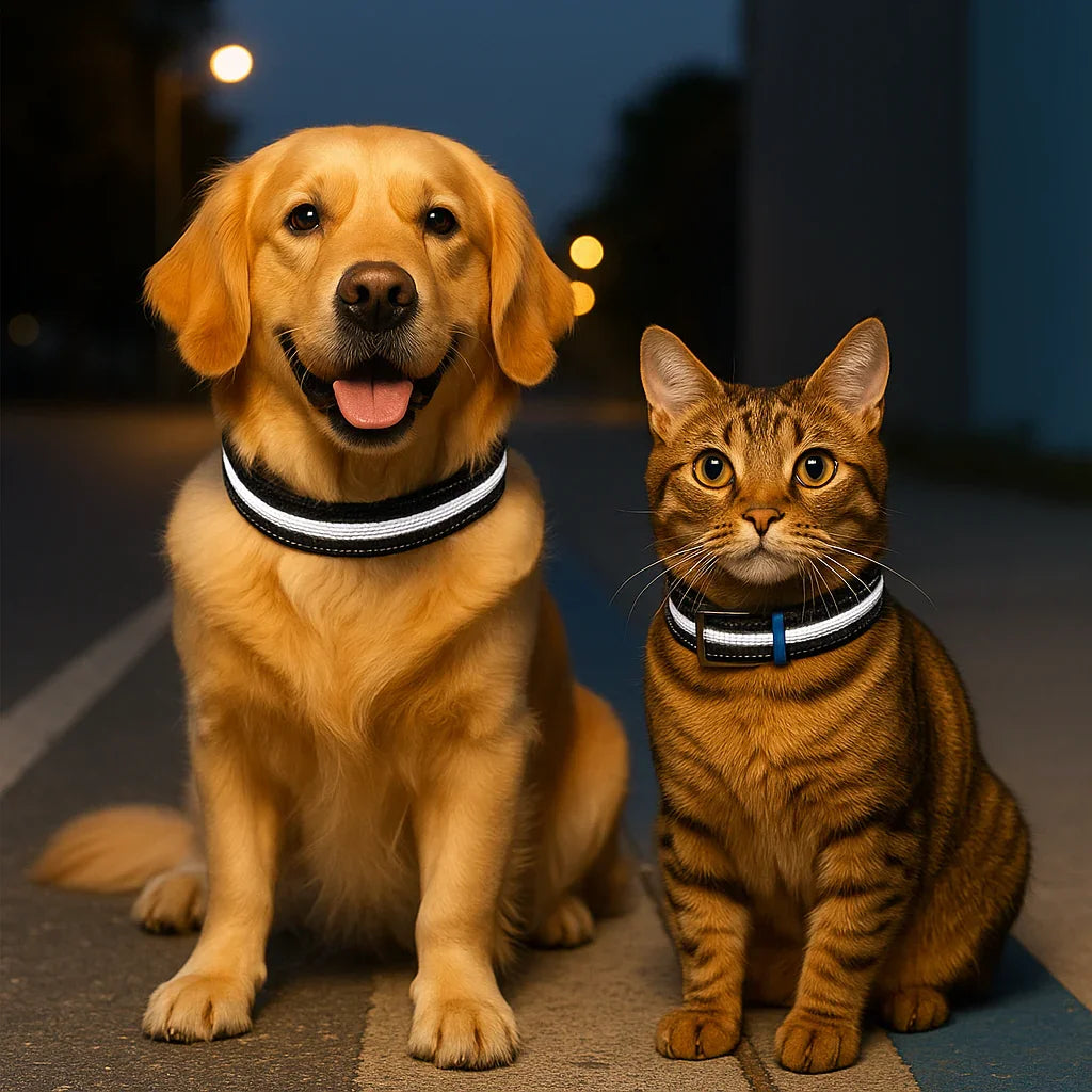 Reflective Adjustable Dog Collar – Durable, Comfort Fit | Clawmego- Closeup view 